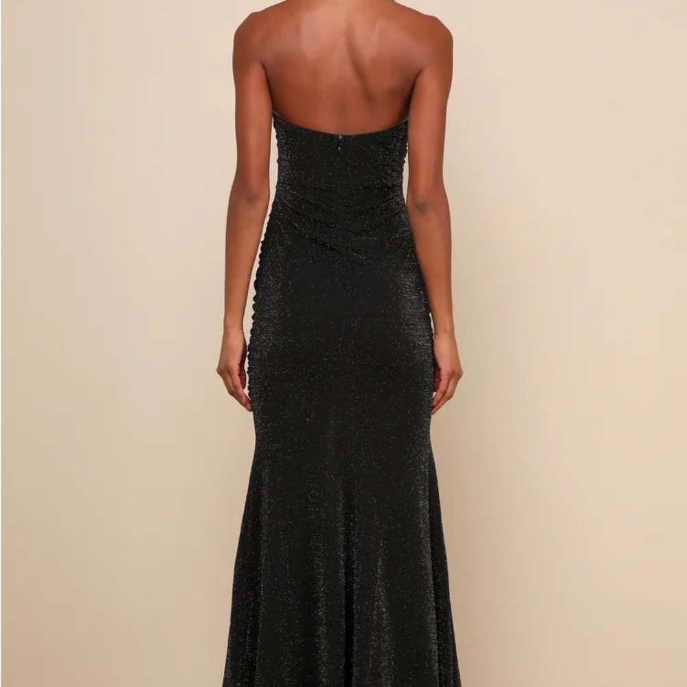 Lulu's Black Strapless Ruched Bodycon Gown - Picture 2 of 4